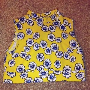 ~ Yellow White & Blue Flower Crop Top ~ ☀